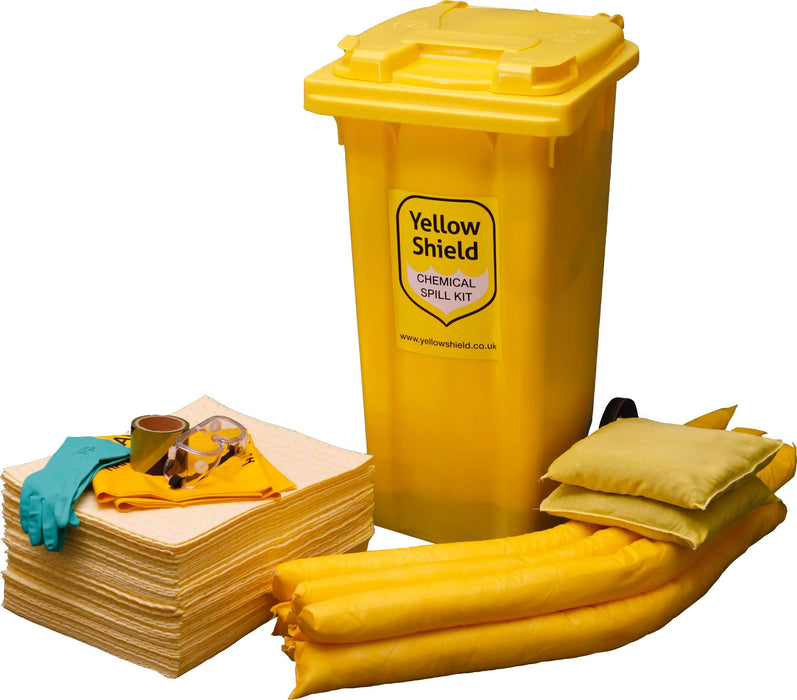 Chemical Wheelie Bin Spill Kit - 125 Litre - Yellow Shield