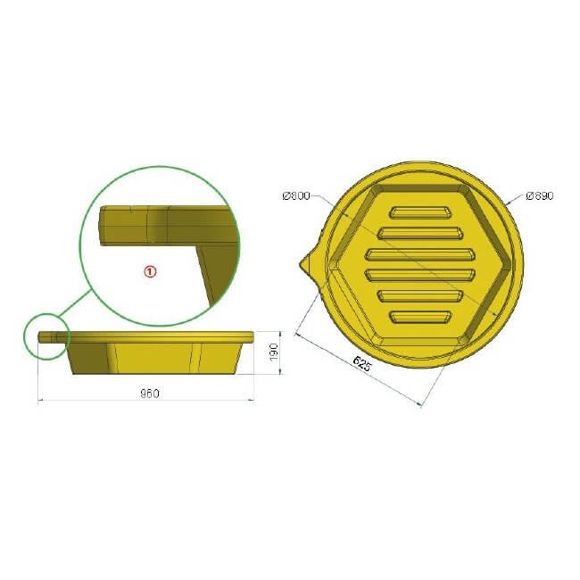 Drum Tray | 1 Drum - Yellow Shield