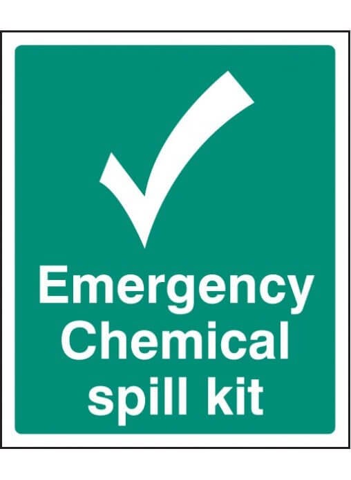 Emergency Chemical Spill Kit Sign | Rigid Plastic (300m x 250mm) - Yellow Shield