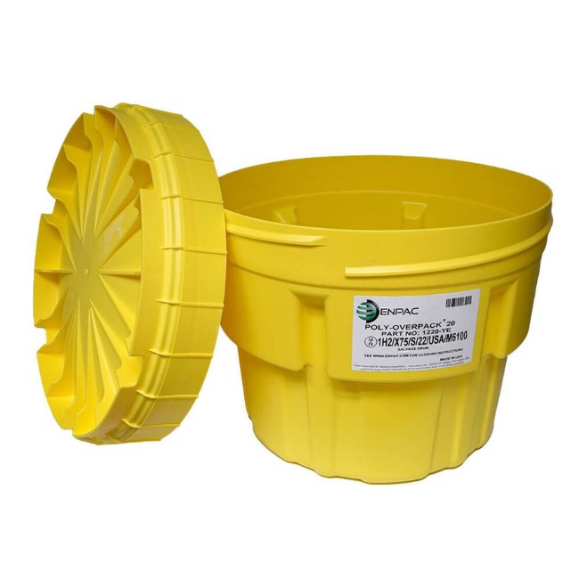 ENPAC 20 Gallon Poly-Overpack Salvage Drum - Yellow Shield
