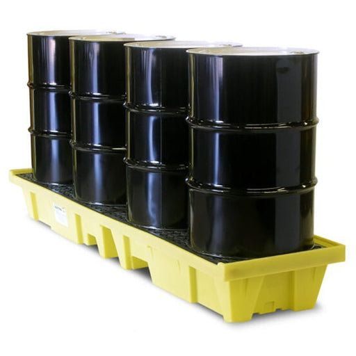 ENPAC 4 Drum In Line Spill Pallet - Yellow Shield