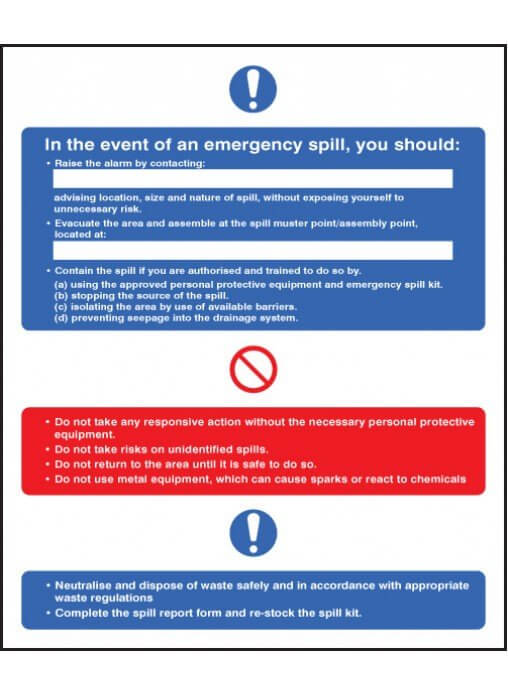 In the Event Of An Emergency Spill Sign | Self Adhesive Vinyl (300mm x 250mm) - Yellow Shield