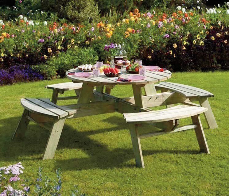 Round Picnic Table - Yellow Shield