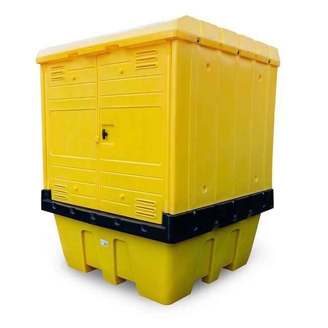 Single IBC Hard Top Spill Pallet - Yellow Shield