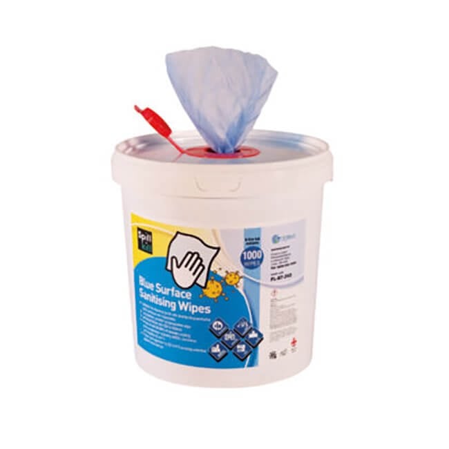 Spill Kill Blue Surface Sanitising Wipes | 1 x 6L Tub - Yellow Shield