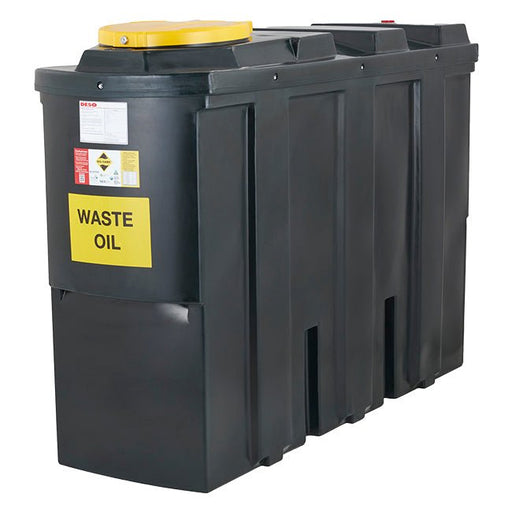 1,000 Litre Plastic Bunded Waste Oil Tank (Slimline) - Yellow Shield