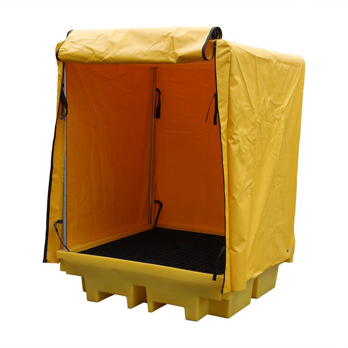 4 Drum Spill Pallet - Frame and Cover - Yellow Shield