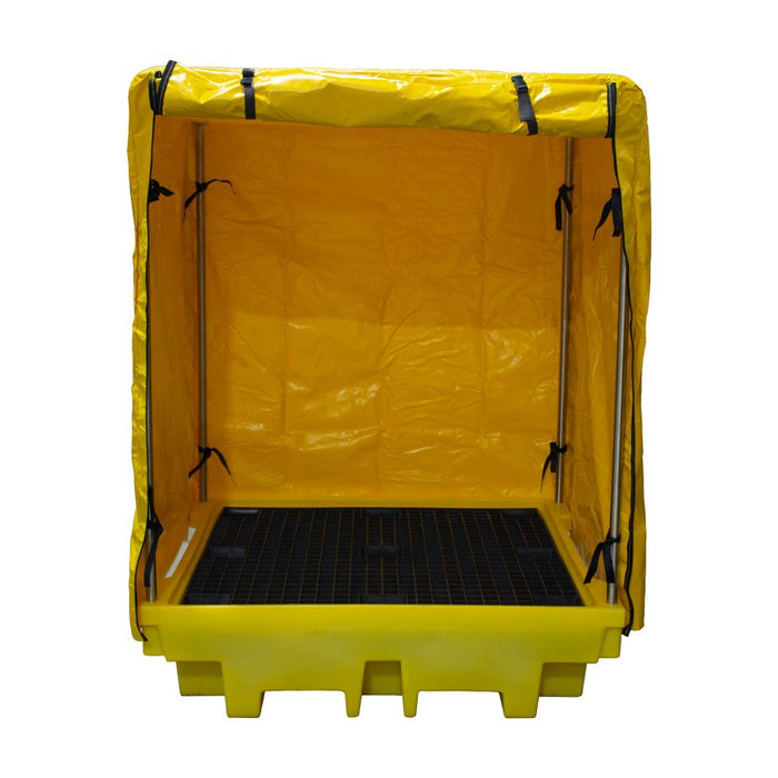 4 Drum Spill Pallet - Frame and Cover - Yellow Shield