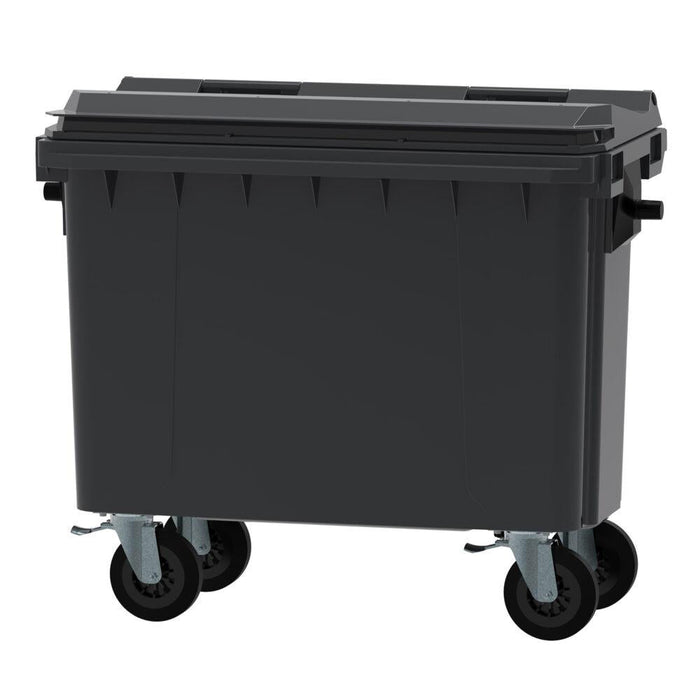 500 Litre Wheelie Bin | Grey With Lid Lock - Yellow Shield