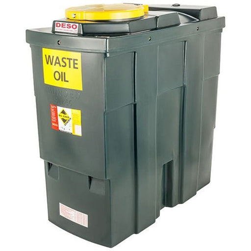 650 Litre Plastic Bunded Waste Oil Tank (Slimline) - Yellow Shield