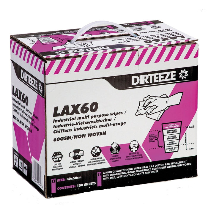 DIRTEEZE Lax 60 Low Lint Rags - Pk 1 - Yellow Shield