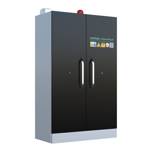 Lithium - Ion Battery Cabinet | 2 Door with FirePro® Suppression & Charging Points - Yellow Shield