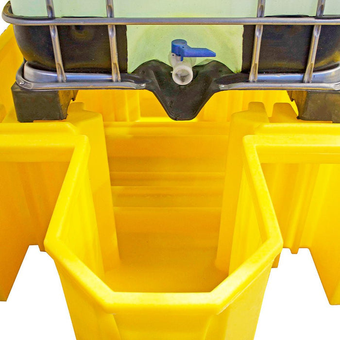 Single IBC Spill Pallet - No Grid With Dispenser - Yellow Shield