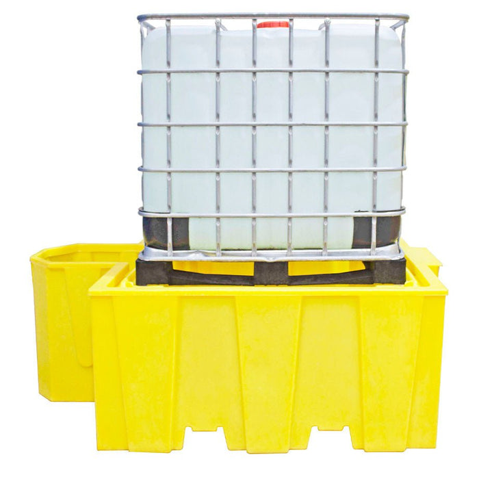 Single IBC Spill Pallet - No Grid With Dispenser - Yellow Shield