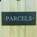 Slate Parcels Sign - Yellow Shield