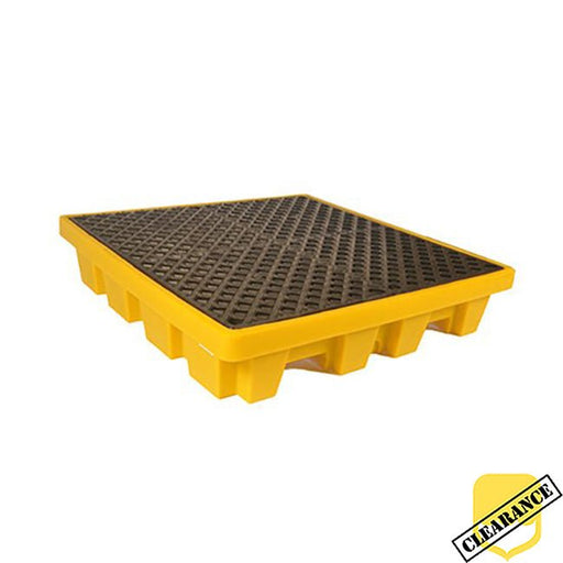 ULTRA 4 Drum Spill Pallet - Stackable - Yellow Shield