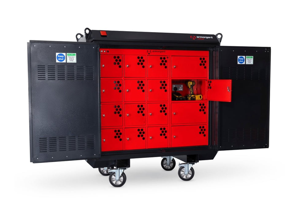 VoltHub™ VH16 Battery Charging 16 Locker Station - Yellow Shield