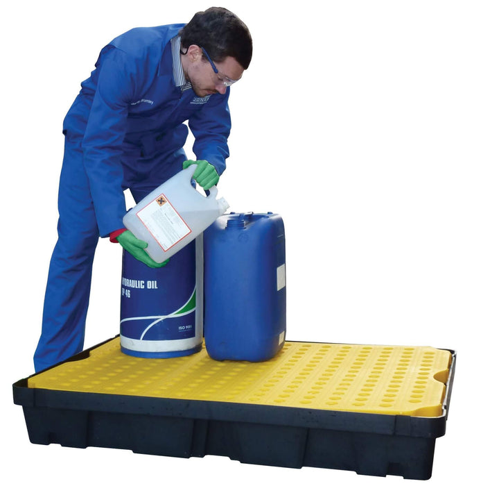 100 Litre Spill Tray with Grid - Yellow Shield