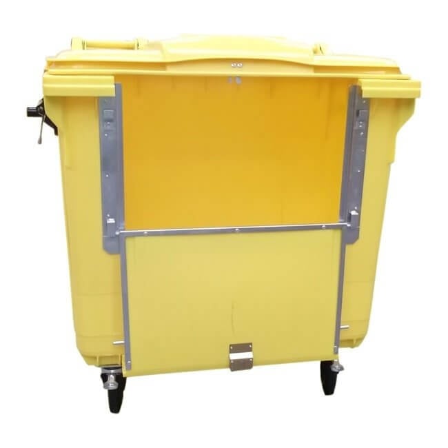 1100 Litre Clinical Waste Bin - Drop Front - Yellow Shield