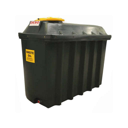 1,250 Litre Plastic Bunded Waste Oil Tank (Slimline) - Yellow Shield