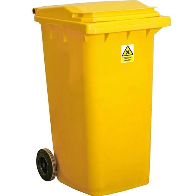 240 Litre Clinical Waste Bin - Yellow Shield