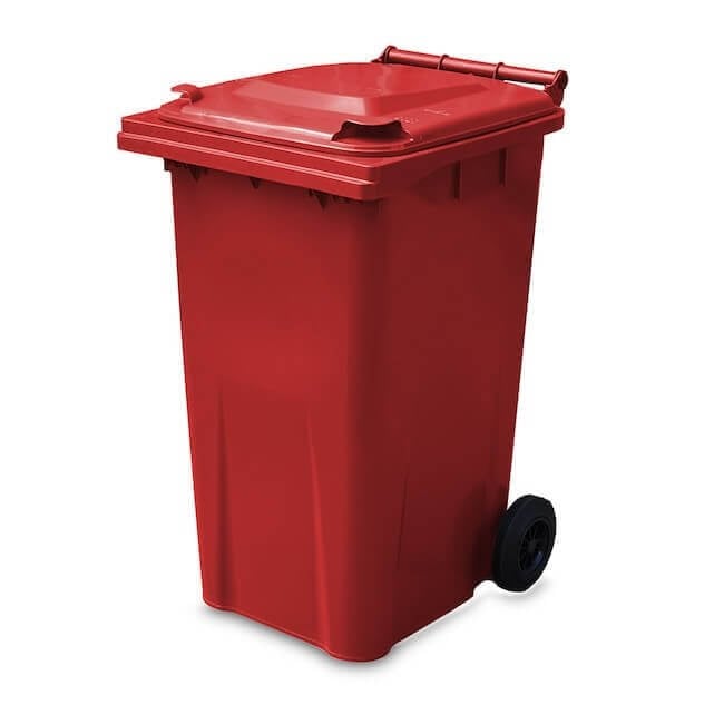 240 Litre Wheelie Bin | Red - Yellow Shield