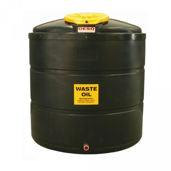 2,455 Litre Plastic Bunded Waste Oil Tank (Vertical) - Yellow Shield