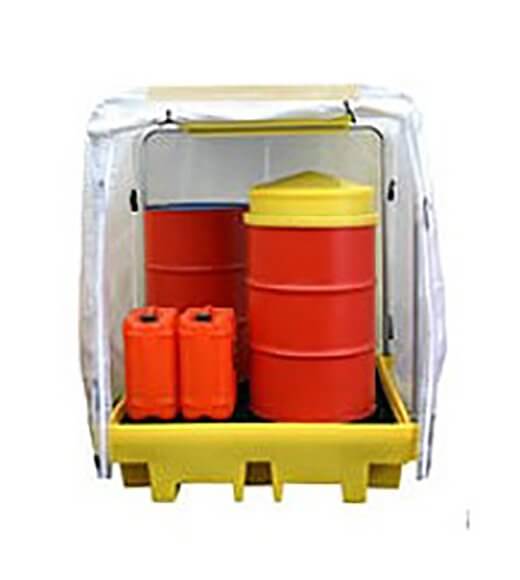 4 Drum Spill Pallet - Frame and Cover - Yellow Shield