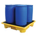 4 Drum Spill Pallet - Stackable - Yellow Shield