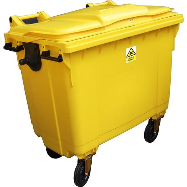 660 Litre Clinical Waste Bin - Yellow Shield