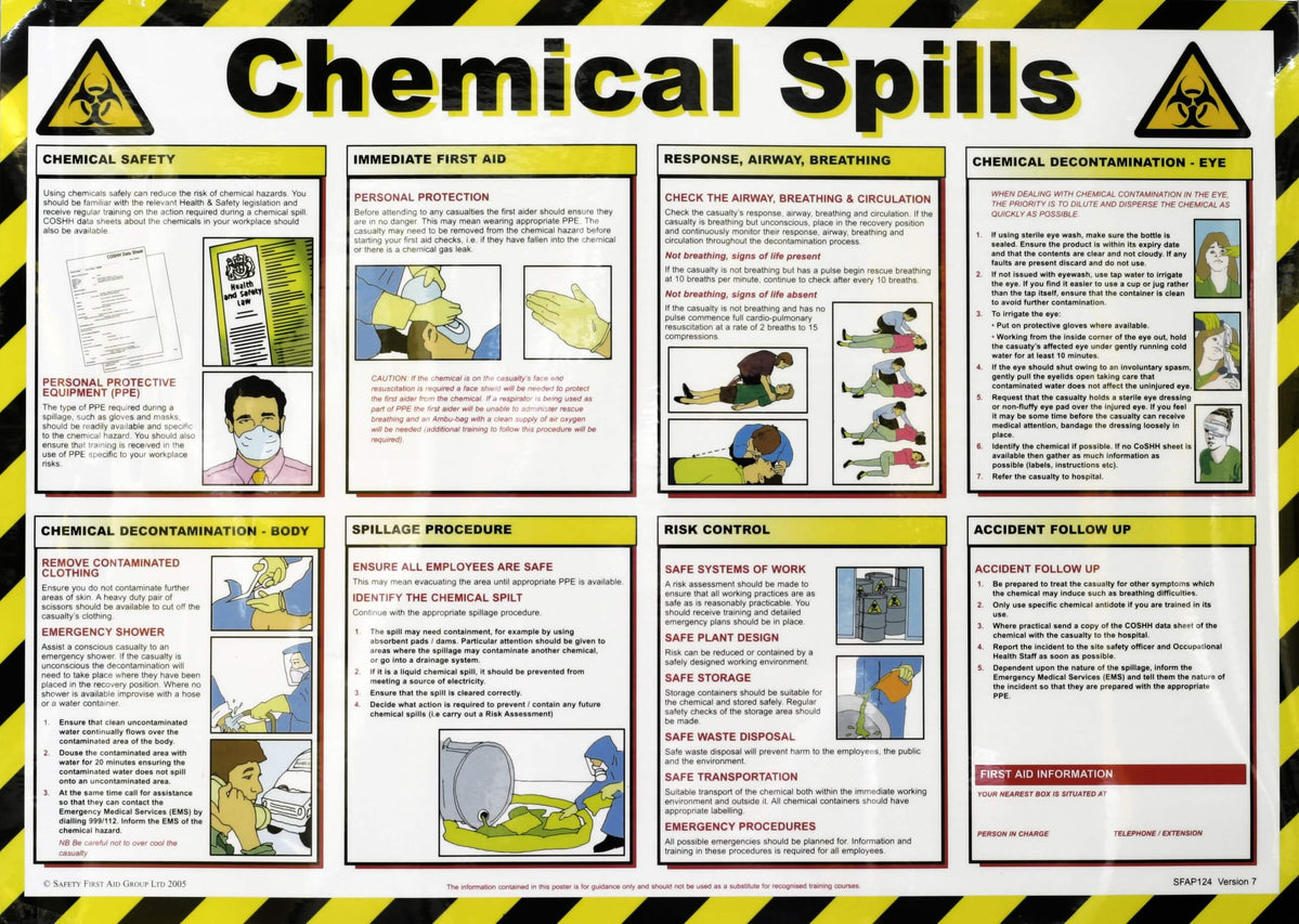 Chemical Spill Poster Yellow Shield