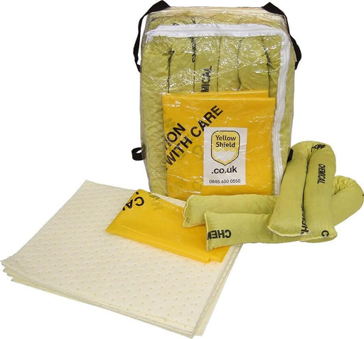 Clear Bag Chemical Spill Kit - 70 Litre - Yellow Shield
