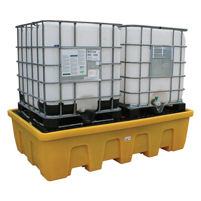 Double IBC Poly Sump Pallet - Stackable - Yellow Shield