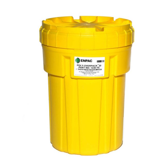 ENPAC 30 Gallon Poly-Overpack Salvage Drum - Yellow Shield