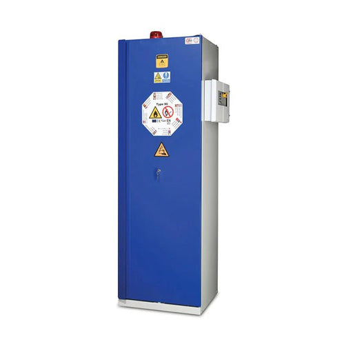 Lithium-Ion Battery Cabinet | 1 Door with FirePro® Suppression & Charging Points - Yellow Shield