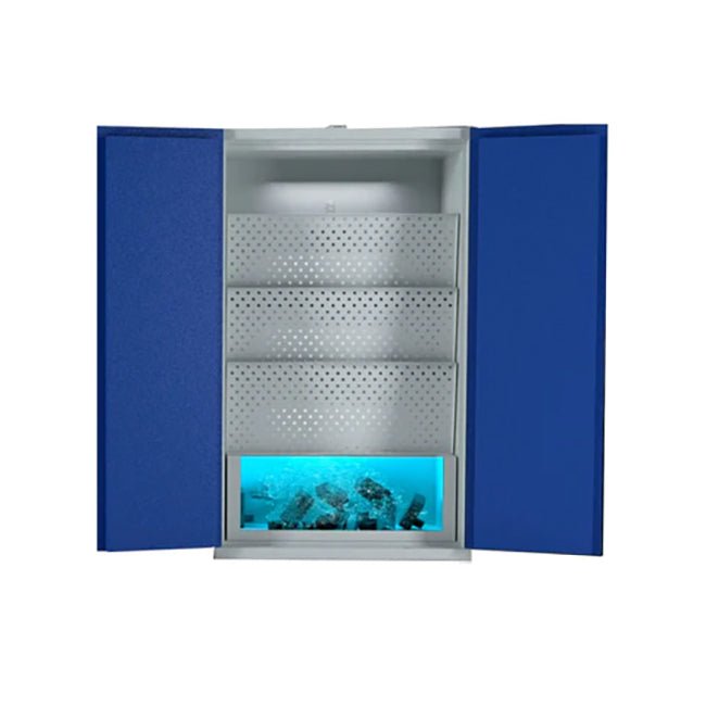 Lithium-Ion Battery Cabinet | 2 Door with Quarantine Water Tank & Charging Points - Yellow Shield