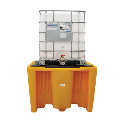 Single IBC Spill Pallet - With Grid - Yellow Shield