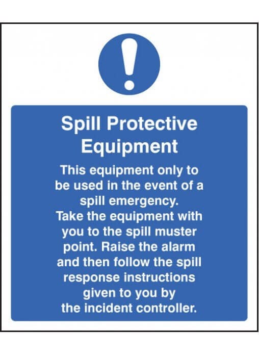 Spill Protective Equipment Sign | Rigid Plastic (300mm x 250mm) - Yellow Shield